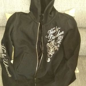 Harley Davidson Women's Black Hooded Cotton Jacket